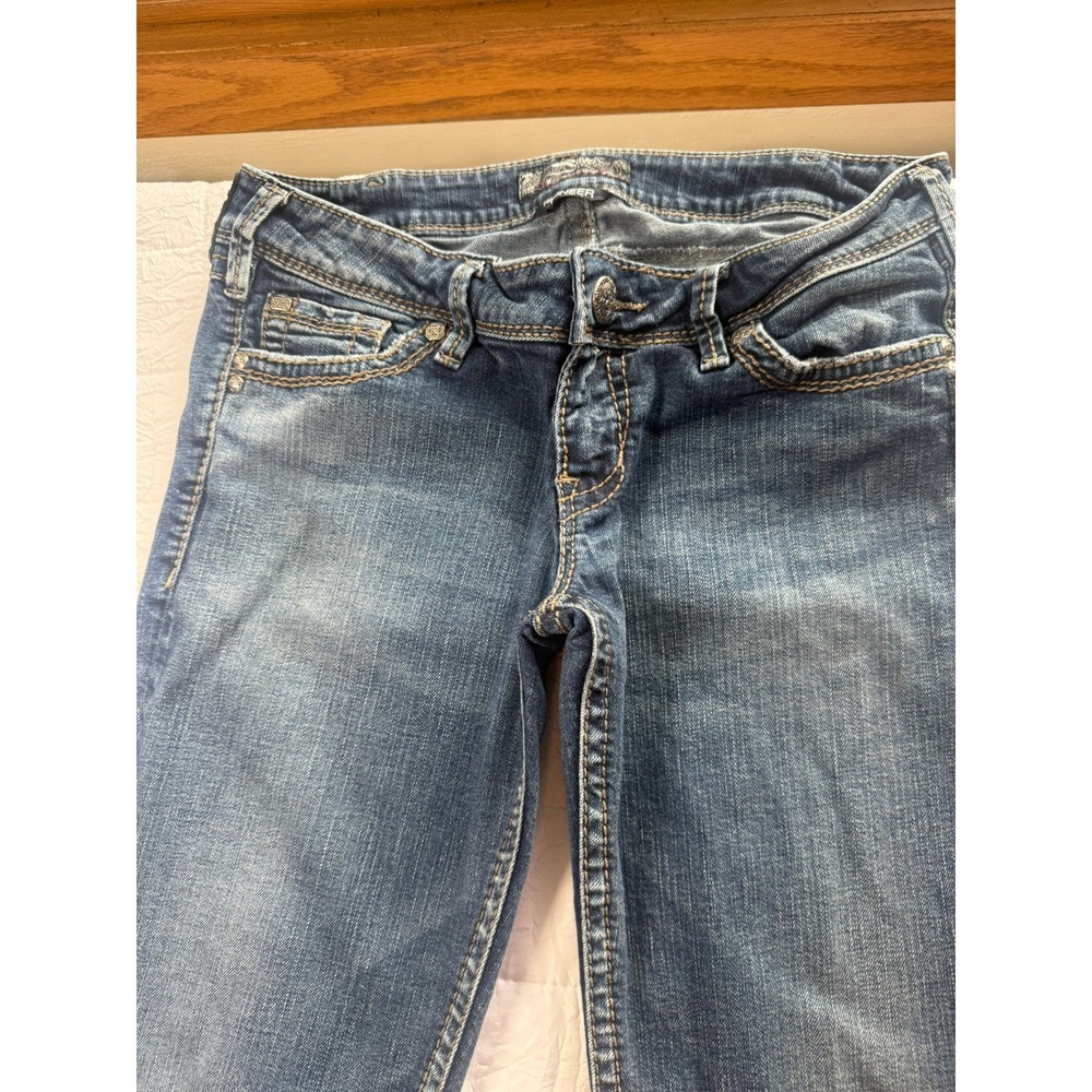 Silver Jeans Co Pioneer Womens Mid Rise Bootcut Jeans Medium Wash Blue Denim